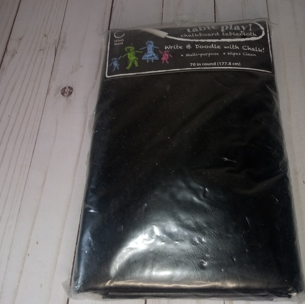 Table play Black round chalkboard tablecloth